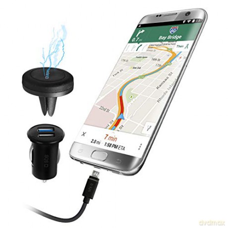 Car charger Kit composed of car charger 2400 mah 2 USB output, micro USB cable and magnetic holder