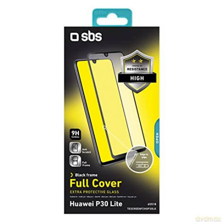 Full cover screen protector per Huawei P30 Lite, black color