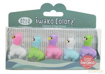 IWAKO COLORZ zestaw gumek do ścierania w pudełku, 5szt/zestaw - lama