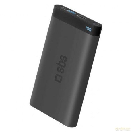 Power Bank Polymer, 8.000 mAh 2 outputs USB 2,1 A +1 A, Lightning input with display LCD, black color