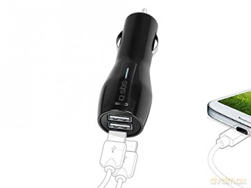 SBS ładowarka samochodowa 12/24 V, 2 USB 3.1A czarny