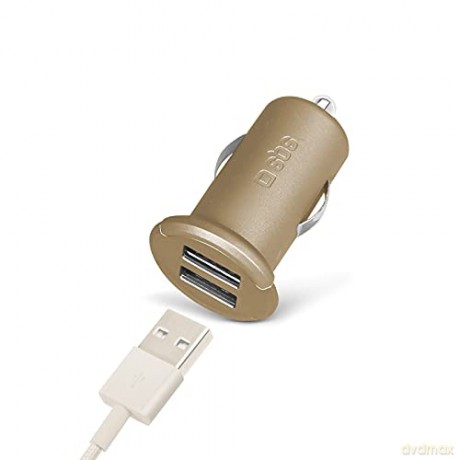SBS mini ładowarka 2 USB, 2400mA, złoty