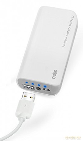 SBS Power bank 5000 mAh z kablem USB,biały