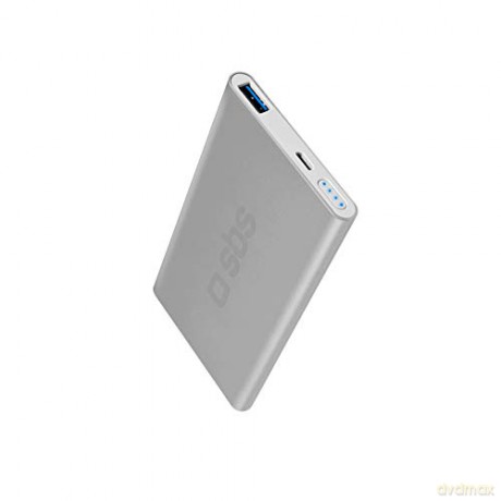 SBS power bank, aluminiumowy, szybka ładowarka, 5000 mAh, srebro