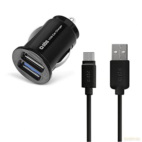 SBS zestaw ładowarki do samochodu 2 USB 2,1 A USB C kabel
