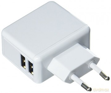 Travel charger USB 2100 mAh fast charge for smartphone, white color