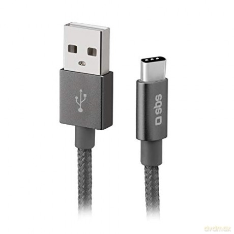 USB-Type-C v 2.0 cable, metal connectors and braided cable, 1,5 m lenght, Dark Grey color