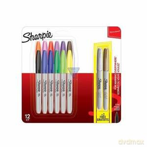 Markery Fine kpl 12-kol +2 gratis metalic, Sharpie