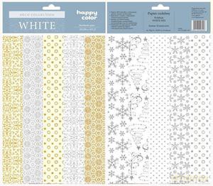 Papiery ozdobne WHITE MIX - 10 motywów, 20x29cm, 10 ark,