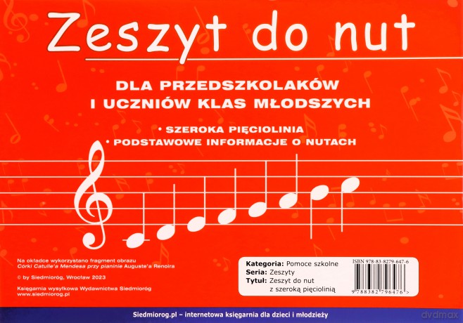 Zeszyt do nut z szeroką pięciolinią