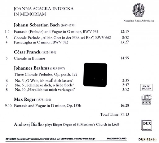 Joanna Agacka-Indecka: In Memoriam [CD]