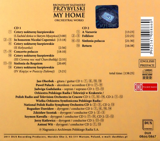 Bronisław Kazimierz Przybylski: My Home - Orchestral Works [CD]
