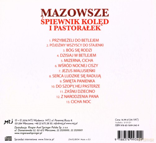 Mazowsze: Śpiewnik Kolęd i Pastorałek [CD]
