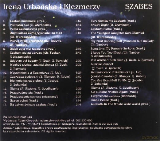 Irena Urbańska I Klezmerzy: Szabes [CD]