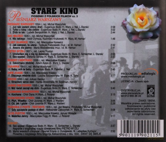 Stare Kino - Piosenki Z Polskich Filmów Vol.3 (PieśNiarz Warszawy) [CD]