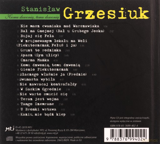 Antologia Polskiej Muzyki - Grzesiuk [KSIĄŻKA]+[CD]