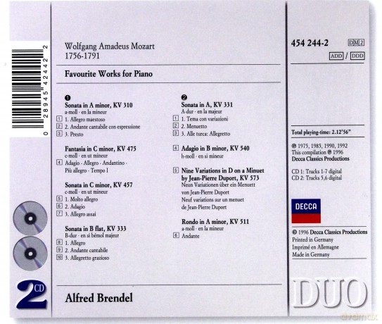 Duo Alfred Brendel: Favourite Works For Piano [2CD]