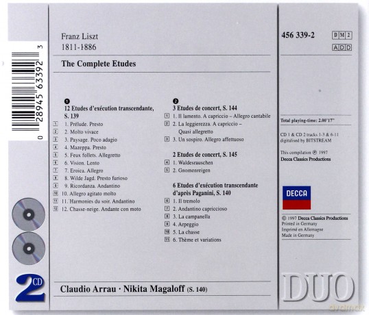 Duo Arrau/Magaloff: Liszt Cpl.Etudes [2CD]