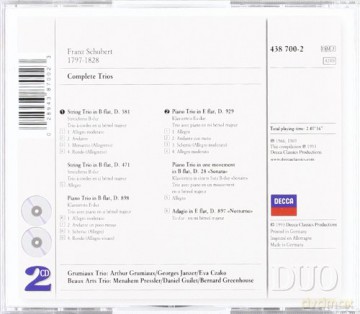 Duo Beaux Arts Trio/Grum: Schubert- Complete Trios [2CD]