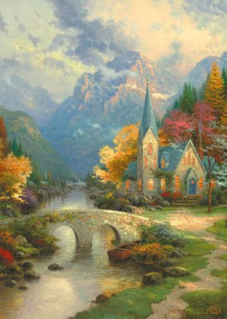SCHMIDT SPIELE 1000 EL. THOMAS KINKADE Kościół w górach [PUZZLE]