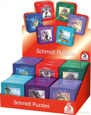 SCHMIDT SPIELE 121 El. w metalowej puszce - display - 18 szt. [PUZZLE]