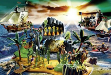 SCHMIDT SPIELE 150 El. Playmobil Wyspa piratów + figurka Playmobil [PUZZLE]