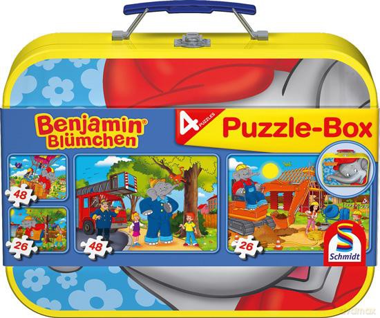 SCHMIDT SPIELE 2 x 26 EL. + 2 x 48 EL. w walizce - Słoń Benjamin [PUZZLE]