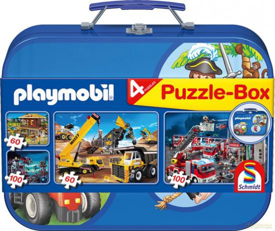 SCHMIDT SPIELE 2 x 60 EL. + 2 x 100 EL. w walizce - Playmobil [PUZZLE]