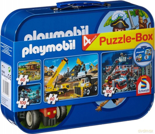 SCHMIDT SPIELE 2 x 60 EL. + 2 x 100 EL. w walizce - Playmobil [PUZZLE]