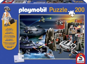 SCHMIDT SPIELE 200 EL. Playmobil Super szpieg + figurka Playmobil [PUZZLE]
