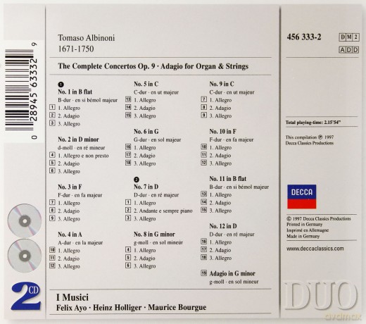 Duo I Musici: Albinoni Op.9 [2CD]