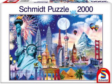 SCHMIDT SPIELE 2000 EL. Światowe atrakcje [PUZZLE]