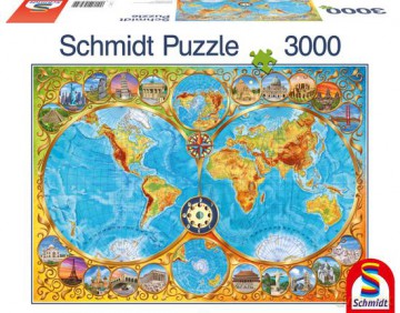SCHMIDT SPIELE 3000 EL. Mapa świata [PUZZLE]
