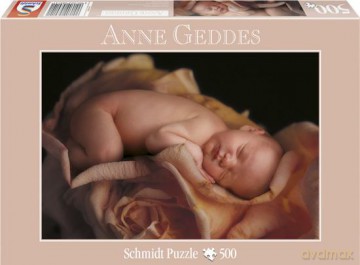 SCHMIDT SPIELE 500 El. Anne Geddes Maleństwo na różowej róży [PUZZLE]