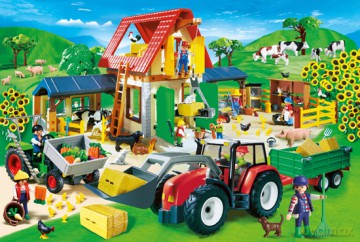 SCHMIDT SPIELE 60 EL. Playmobil Kolorowa farma + figurka Playmobil [PUZZLE]