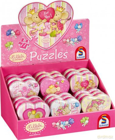 SCHMIDT SPIELE 77 EL. w metalowej puszce - Lillebi Serduszko - display [PUZZLE]