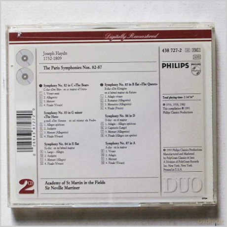 Duo Marriner,Akademy Of St.Martin: Haydn- The Paris Symphon. Nos.82-87 [2CD]