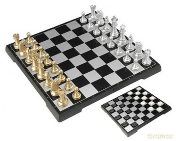Zestaw gier magn. 2 w 1 srebrno-złoty 31 cm (4854-A) [GRA PLANSZOWA]