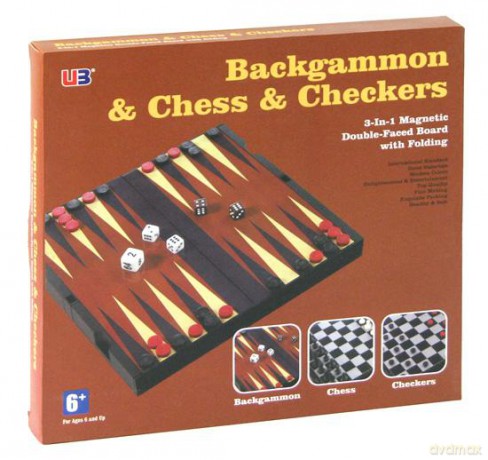 Zestaw Szachy/Warcaby/Backgammon magn. 25x23 cm (3704C) [GRA PLANSZOWA]