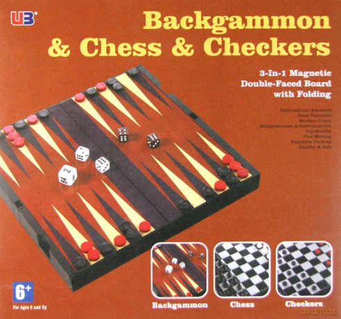 Zestaw Szachy/Warcaby/Backgammon magn. 25x23 cm (3704C) [GRA PLANSZOWA]