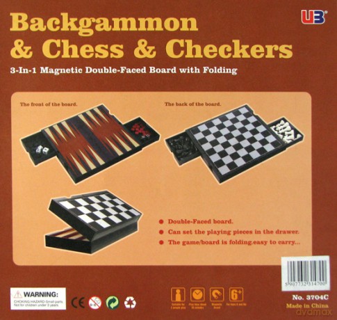 Zestaw Szachy/Warcaby/Backgammon magn. 25x23 cm (3704C) [GRA PLANSZOWA]