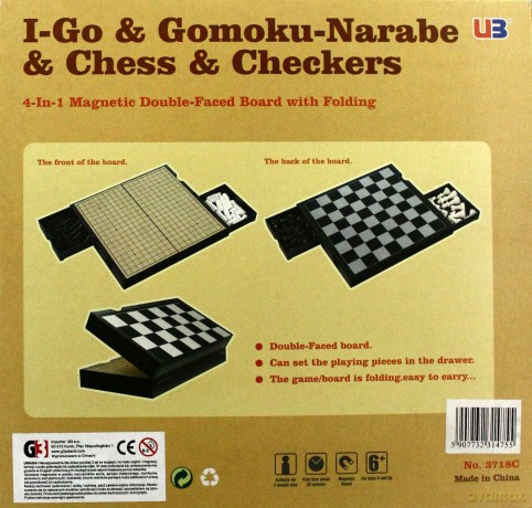Zestaw Szachy/Warcaby/I-GO/Gomoku magn. 25x23 cm (3718C) [GRA PLANSZOWA]