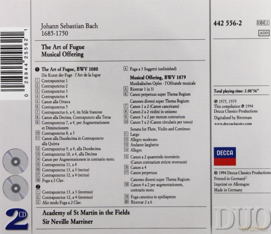 Duo Neville: Bach J.S: The Art Of Fuge;Musical Offerg [2CD]
