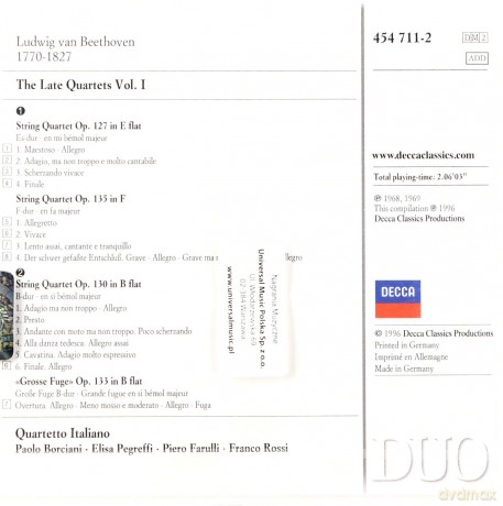 Duo Quartetto Italiano: Beethoven Op.127,135,130,133 [2CD]
