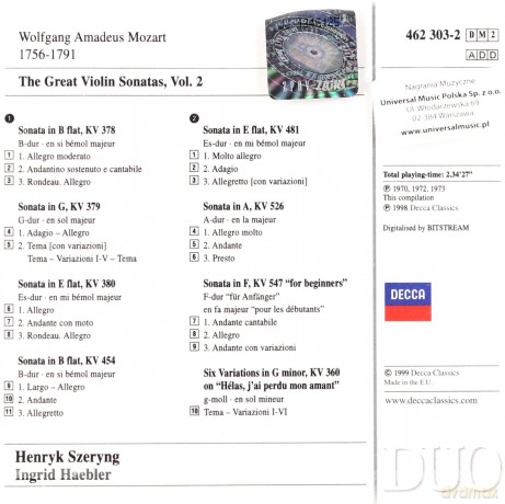 Duo: Mozart/The Great Violin Sonatas [CD]