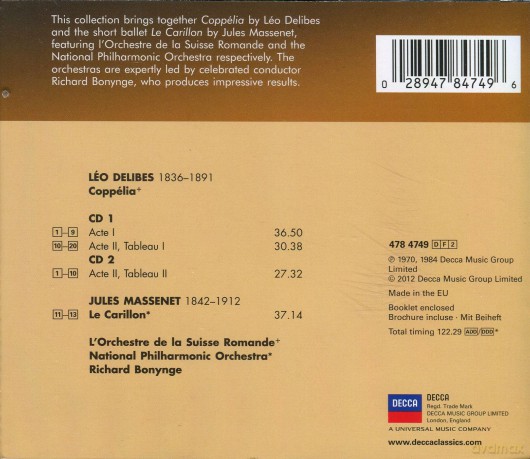 Richard Bonynge: Delibes: Coppelia, Massenet: La Carillon (Ballet Edition) [2CD]