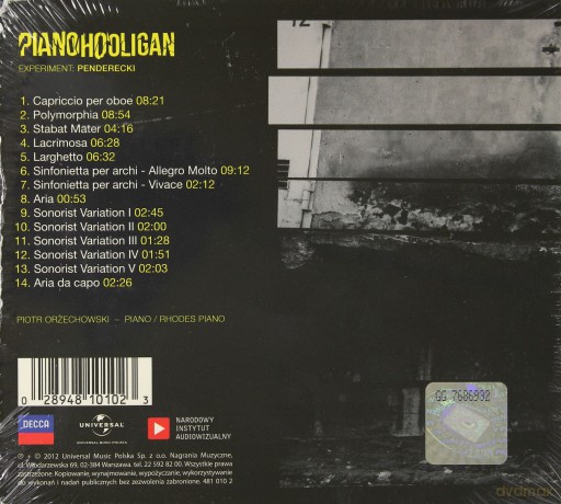 Pianohooligan: Experiment Penderecki (digipack) [CD]