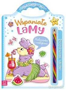 Wspaniałe lamy. Malowanka z naklejkami. Zaczarowana kredka - Anna Podgórska [KSIĄŻKA]