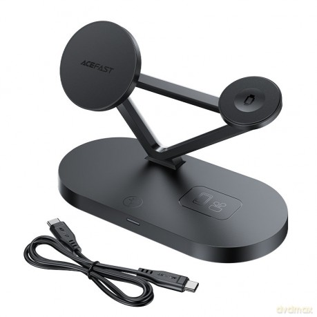 Acefast bezprzewodowa ładowarka Qi 15W do iPhone (z MagSafe), Apple Watch i Apple AirPods stojak podstawka uchwyt magnetyczny czarny (E9 black)