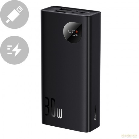 Baseus Adaman powerbank 20000mAh 30W czarny + kabel USB Typ C (PPAD030001)